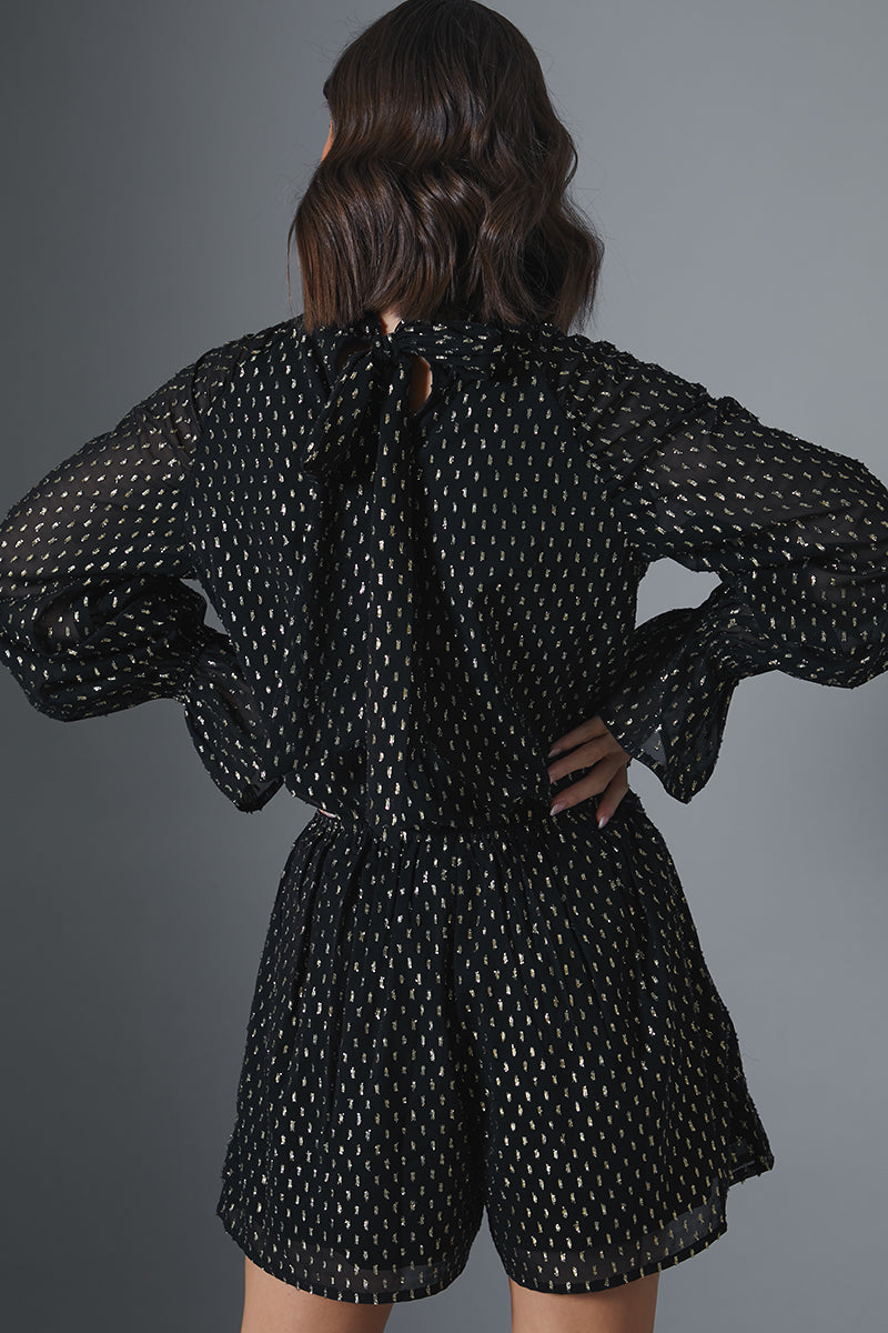 Metalic Polkadot High Neck Bodysuit 