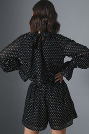 Metalic Polkadot High Neck Bodysuit 