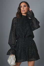 Metalic Polkadot High Neck Bodysuit 