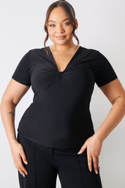 Slinky Twist Front Short Sleeve Top 
