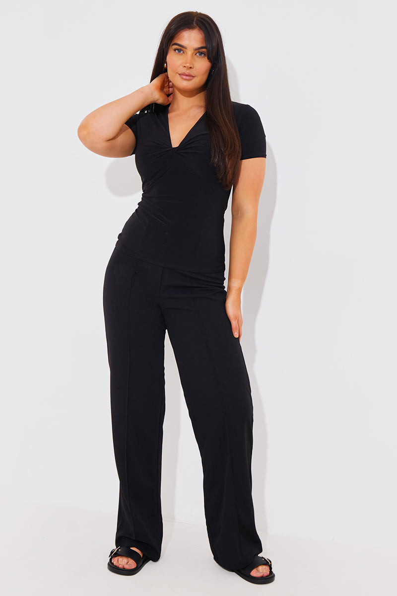 Slinky Twist Front Short Sleeve Top 