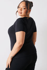 Slinky Twist Front Short Sleeve Top 