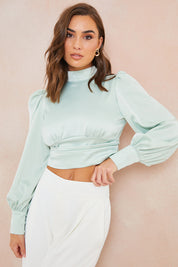 Ruched High Neck Top