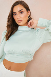 Ruched High Neck Top