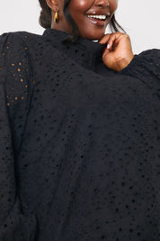 Broderie High Neck Blouse