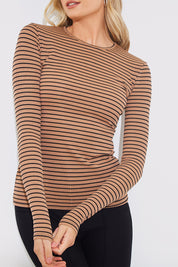 Striped Ribbed Long Sleeve Top