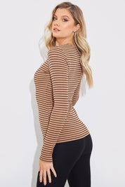 Striped Ribbed Long Sleeve Top