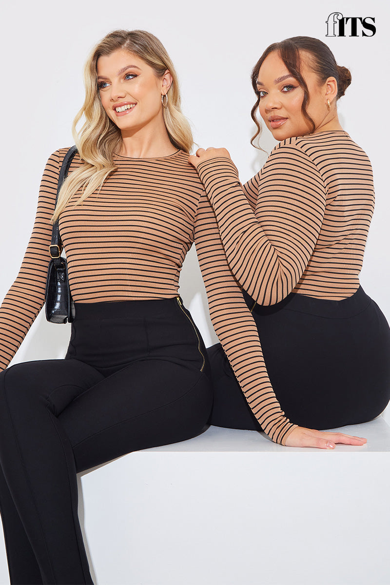 Striped Ribbed Long Sleeve Top