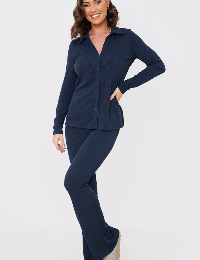 Button Through Ribbed Shirt