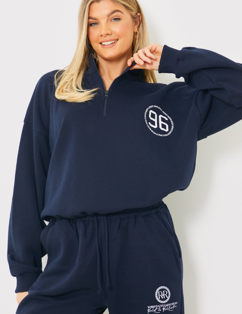 Half Zip '96' Printed Toggle Sweater