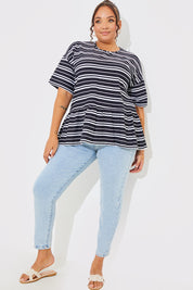 Peplum Hem Dropped Shoulder Tshirt