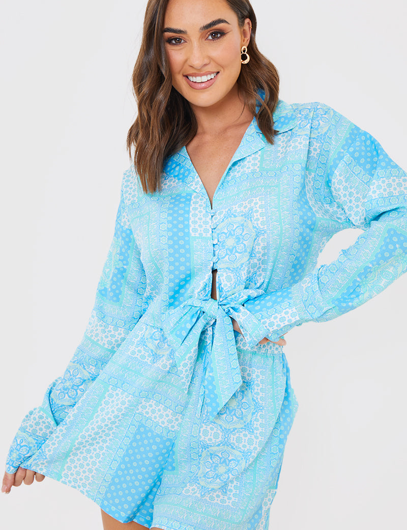 Paisley Print Tie Front Co-Ord Shirt