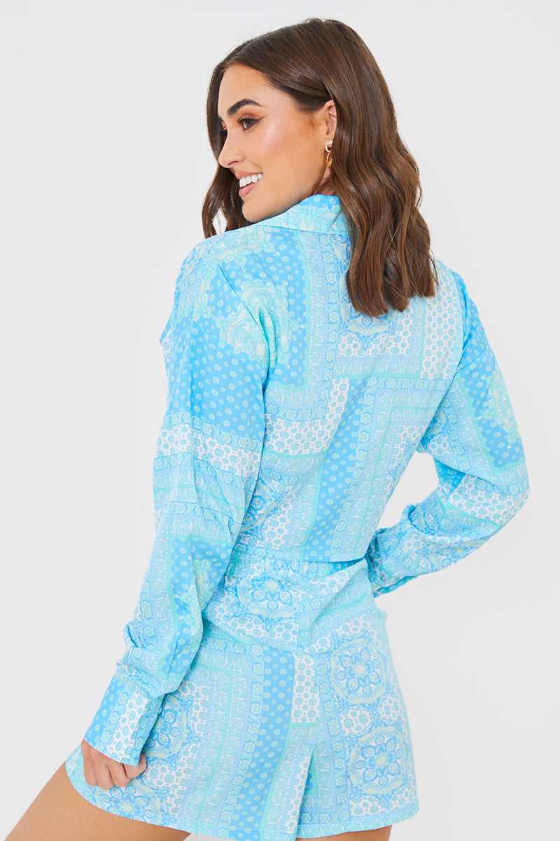 Paisley Print Tie Front Co-Ord Shirt