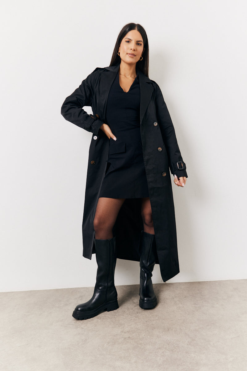 Structured Plunge Front Sleeveless Mini Dress