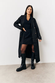 Structured Plunge Front Sleeveless Mini Dress