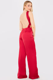 Satin Cut Out Detail Wide Leg Jumpsuit