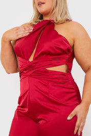 Satin Cut Out Detail Wide Leg Jumpsuit