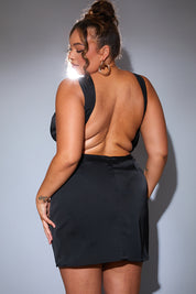 Satin Cut Out Detail Mini Dress