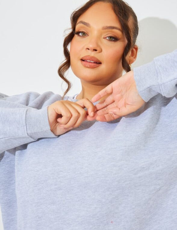 Marl Crew Neck Fleeceback Sweater
