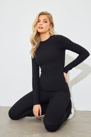 Crew Neck Long Sleeve Rib Top