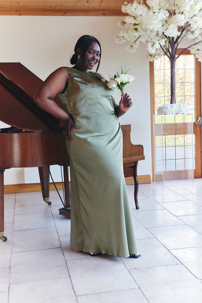 Olive Satin Cowl Back Maxi Dress InTheStyle Olive Satin Cowl Back Maxi Dress InTheStyle
