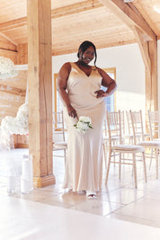 Light Gold Satin Twist Back Maxi Dress
