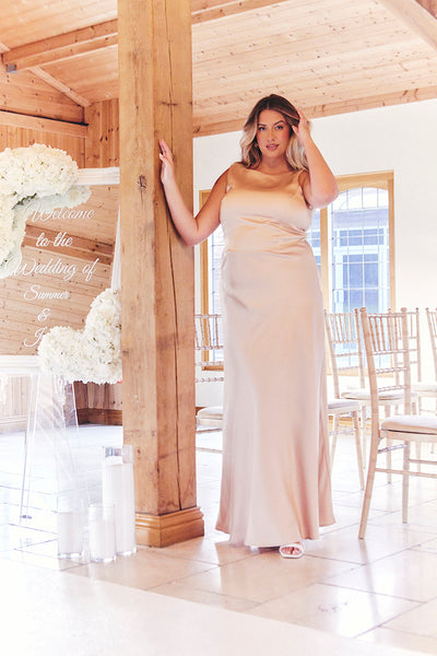 Light Gold Satin Cowl Back Maxi Dress  InTheStyle
