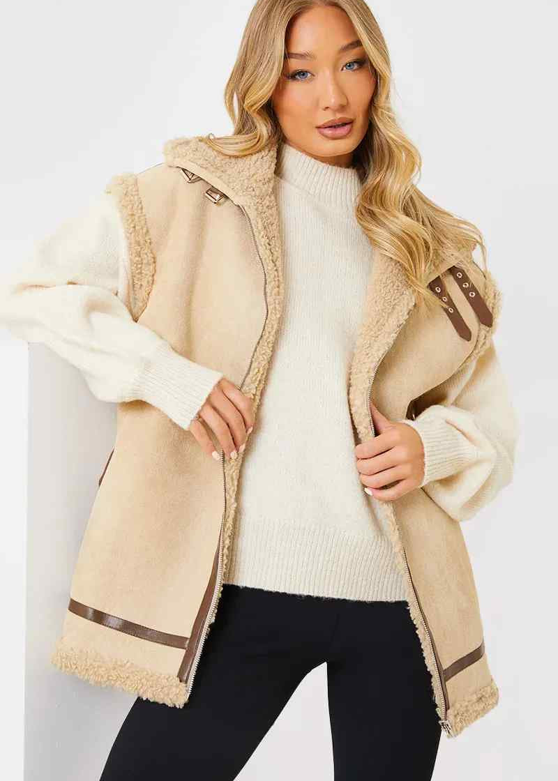 Shearling Sleeveless Aviator Gilet