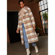 Chi Chi London Check Wrap Tie Waist Coat in Cream