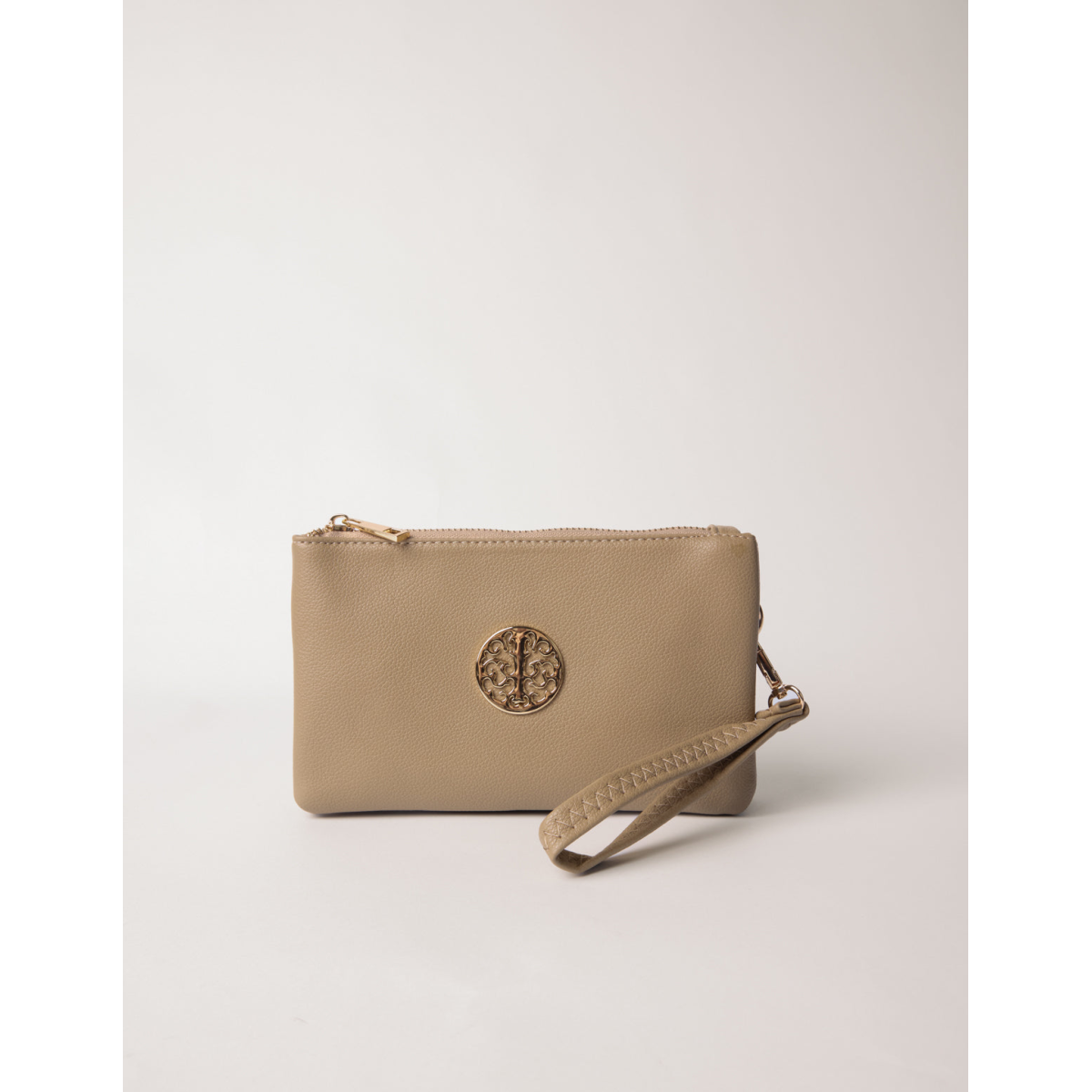 Detailed Zip Up Purse With Detachable Strap