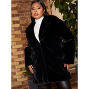 Chi Chi London Plus Size Plush Faux Fur Coat in Black
