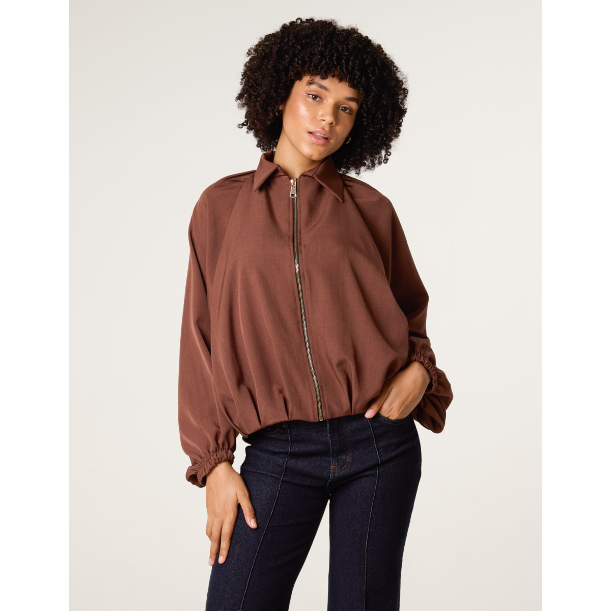 Drape Puffball Zipper Jacket